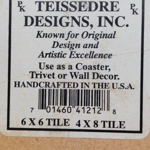 Teissedre Ceramic Square Art Tile Vase Coaster Trivet 6x6 - Picture 3 of 5